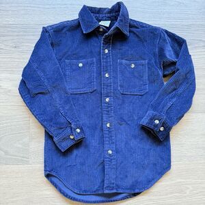 Hanna Andersson Shirt Boys 130 Blue Corduroy Fall Winter Warm Comfort Long Sleev